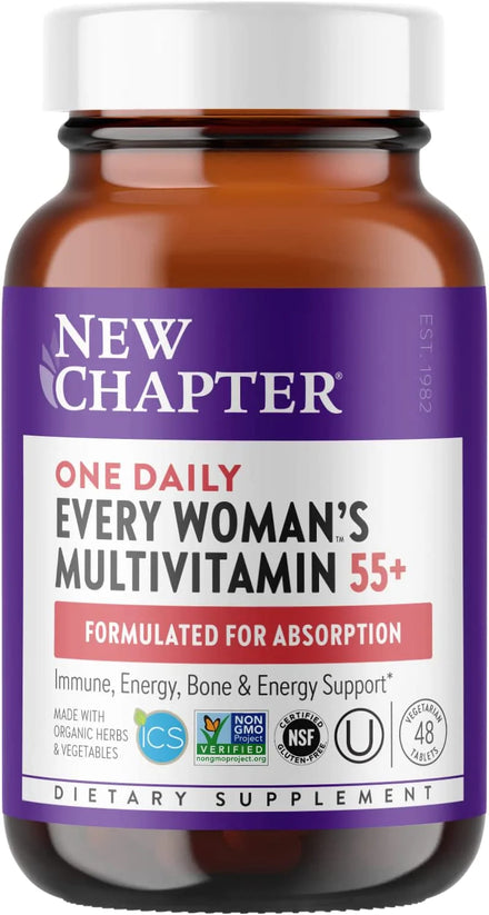 New Chapter Multivitamin for Women 50 Plus + Immune Support - Every Woman's One Daily 55+ with Fermented Probiotics + Whole Foods + Astaxanthin + Organic Non-GMO Ingredients - 72 ct