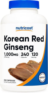 Nutricost Korean Ginseng 1000mg Serving, 240 Capsules - 1000mg Potent Serving Size, 500mg Per Capsule - Korean Red Ginseng - Gluten Free & Non-GMO in Pakistan