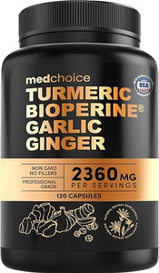 4-in-1 Turmeric and Ginger Supplement with Bioperine 2360 mg (120 ct) Turmeric Ginger Root Capsules with Garlic - Turmeric Curcumin with Black Pepper for Joint, Digestion & Immune Support (Pack of 1) in Pakistan