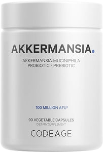 Codeage Akkermansia Muciniphila Probiotic Supplement - 3-Month Supply of Akkermansia Probiotic & Chicory Inulin - Daily Synbiotic Probiotic Chicory Root - 100 Million AFUs - Gluten-Free - 90 Capsules in Pakistan
