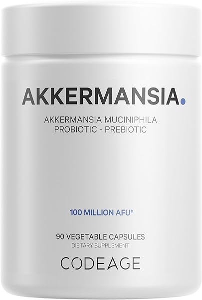 Codeage Akkermansia Muciniphila Probiotic Supplement - 3-Month Supply of Akkermansia Probiotic & Chicory Inulin - Daily Synbiotic Probiotic Chicory Root - 100 Million AFUs - Gluten-Free - 90 Capsules in Pakistan in Pakistan