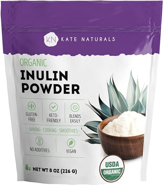 Kate Naturals Inulin Powder Organic for Prebiotic Fiber and Gut Health (8oz) USDA Organic Prebiotic Powder for Vegan Baking, Gluten Free & Keto. Mix Well with Coffee & Smoothies (Blue Agave) in Pakistan in Pakistan