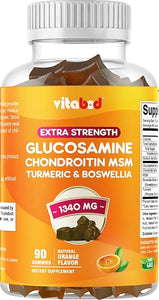 Extra Strength Glucosamine Chondroitin Gummies with MSM, Turmeric, & Boswellia - 90 Pectin Based Gummies - Joint Support Gummies Supplements for Adults Men & Women in Pakistan