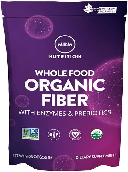 MRM Nutrition Whole Food Organic Fiber | with Enzymes + Prebiotics | Insoluble + Soluble fibers | Digestive Health + Regularity | 6g Fiber per Serving | 32 Servings in Pakistan