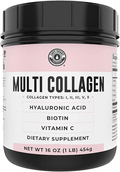 Collagen with Biotin, Hyaluronic Acid, Vitamin C, 1 lb Powder. Hydrolyzed Multi Peptide Protein. Types I, II, III, V, X, Collagen for Hair, Skin, Nails*. Collagen Supplement for Women, Men in Pakistan in Pakistan