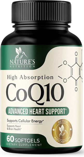 CoQ10 Coenzyme Q10  Cellular Energy Supplement - Nature's Co Q10 Supplement- Heart Health Support Supplemen