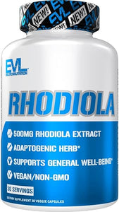 Herbal Adaptogen Rhodiola Rosea Capsules - 500mg Rhodiola Supplement for Focus Energy and Mood Support - EVL Calming Stress Supplement with Brain Focus Vitamins for Adults - 30 Vegan Capsules in Pakistan