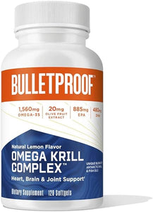 Bulletproof Omega Krill Complex, Lemon Flavor, 120 Softgels, 1560mg Omega-3 with EPA, DHA, GLA, and Astaxanthin, Keto Fish Oil Supplement for Brain and Heart Health in Pakistan