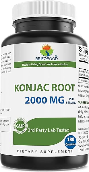 Brieofood Konjac Root Glucomannan 2000 mg per Serving - 180 Vegetarian Capsules in Pakistan in Pakistan