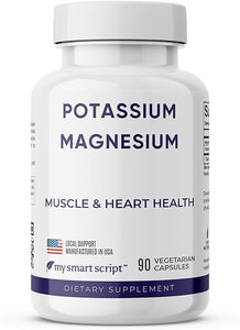 Potassium Magnesium Supplement - 450mg Potassium, 375mg Magnesium - Natural Ingredients, Fast Absorption, Easy to Take - Vegan, Non-GMO, Zero Gluten - Made in USA - 90 Capsules in Pakistan