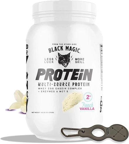 Black Magic Protein - 2 LB - Whey Egg Casein, Enzymes, Body Building - with Bonus Enbanc Health Keychain (French Vanilla) in Pakistan