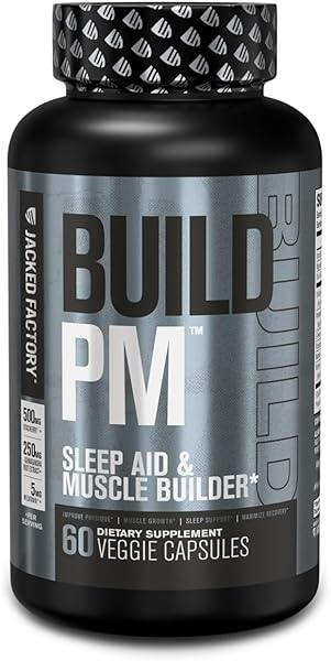 Build PM Night Time Muscle Builder & Sleep Aid - Post Workout Recovery & Sleep Support Supplement w/VitaCherry Tart Cherry, Ashwagandha, & Melatonin - 60 Natural Veggie Pills in Pakistan in Pakistan