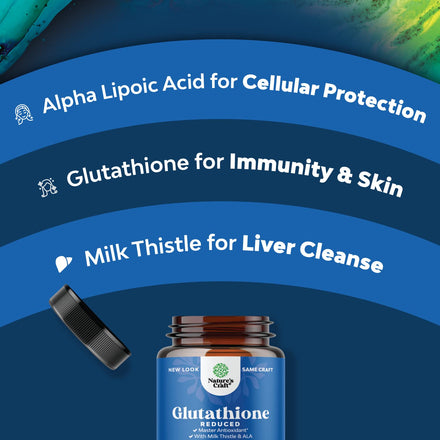 Reduced Glutathione Supplement with Glutamic Acid - L Glutathione 500mg Per Serving with Silymarin Milk Thistle Extract ALA Alpha Lipoic Acid Complex for Liver Support Skin Complexion Immunity