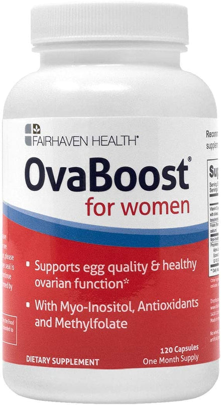 Fairhaven Health Ovaboost with Myo-Inositol, Folate, CoQ10, and Vitamins - Womens Ovulation & Egg Quality - Natural Fertility Supplement (120 Capsules)