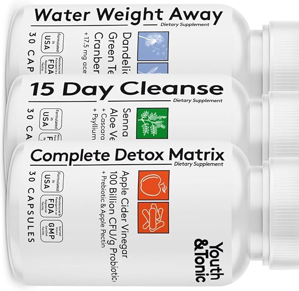 3pk Detox Cleanse Kick Off Weight Management | Colon Cleanser + Water Loss Pills w Dandelion + ACV Full Body Detox + Probiotics | For Flat Stomach, Waistline, Metabolism, Bloating – 90 Pills in Pakistan