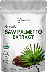 Sustainably US Grown, Organic Saw Palmetto Powder, 4 Ounce, with Active Fatty Acid, Pure Saw Palmetto Prostate & Hair Growth Supplement, Healthy Urination Frequency & Hair Loss Blocker Supplement in Pakistan