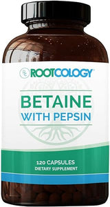 Rootcology Betaine with Pepsin - 750mg Betaine HCl with 50mg Pepsin for Digestion Support by Izabella Wentz Author of The Hashimoto's Protocol (120 Capsules) in Pakistan