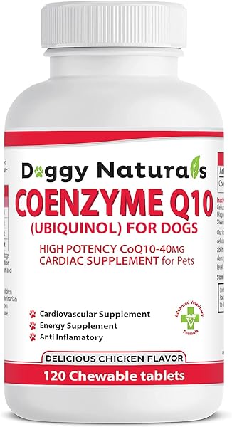 Coenzyme Q10 High Potency COQ10-40mg UBIQUINOL for Dogs (120 Tabs) Made in U.S.A. CoQ10 for Dogs in Pakistan