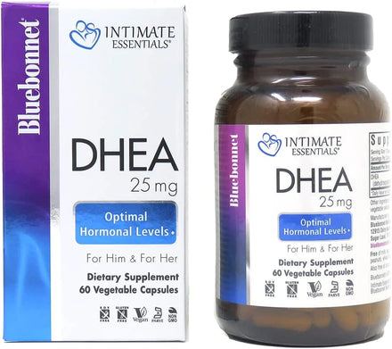 Bluebonnet Nutrition Intimate Essentials DHEA 25mg, for Fertility Function and Optimal Hormone Levels in Both Men and Women*, Non-GMO, Kosher, Vegan, Gluten-Free, 60 Vegetable Capsules, 60 Servings