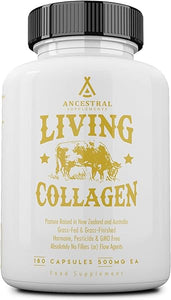 Ancestral Supplements Grass Fed Beef Living Collagen Nutritional Powder Supplement, 3000mg, Promotes Healthier, Younger Looking Skin, Hair, Nails and Joints, Types I,II,III,V, and X, 180 Capsules in Pakistan