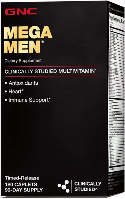 GNC Mega Men Multivitamin for Men, 180 Count, Antioxidants, Heart Health, and Immune Support