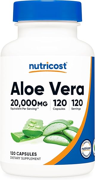 Nutricost Aloe Vera 20,000mg, 120 Capsules - Gluten Free, Non-GMO, Vegetarian Friendly (100mg of 200:1 Extract) in Pakistan in Pakistan