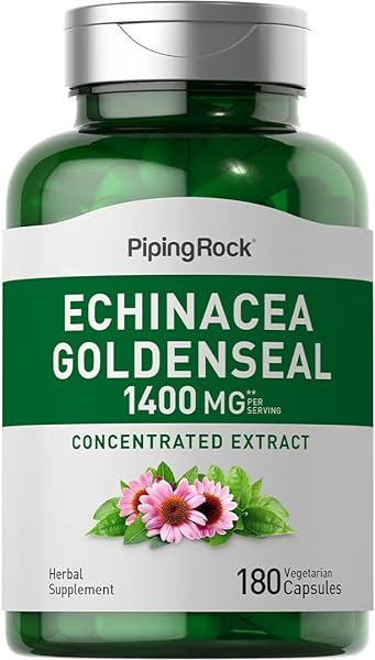 Piping Rock Echinacea Goldenseal Capsules 1400mg | 180 Capsules | Herbal Supplement | Concentrated Extract | Vegetarian, Non-GMO, Gluten Free in Pakistan in Pakistan