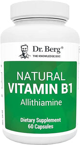 Dr. Berg's Natural Vitamin B1 - Thiamine B1 Supplement - Promotes Energy, Heart Health, Improves Memory and Mood, Normal Digestion and Blood Pressure Support - Allithiamine Vitamin B1-60 Capsules in Pakistan