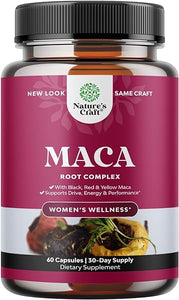 Organic Maca Root Capsules for Women - Herbal Hormone Balance for Women with Female Enhancing Blend of Red Yellow & Black Maca Root - Invigorating Drive Mood Fertility & Energy Supplement for Women in Pakistan