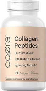 Collagen Peptide Pills | 150 Softgel Capsules | for Vibrant Skin | Biotin & Vitamin C | Grass Fed, Non-GMO, Gluten Free Supplement | by Coera in Pakistan