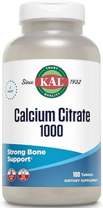 KAL Calcium Citrate 1000mg, Calcium Supplements for Women and Men, Bone Health, Teeth, Nervous, Muscular & Cardiovascular System Support, Gluten Free and Lab Verified, 60 Servings, 180 Tablets in Pakistan