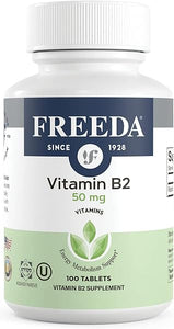 Freeda Vitamin B2 Riboflavin 50mg - Energy Metabolism, Migraine Headache Relief, Nervous System Health, Anti Inflammation - Kosher, Gluten Free, Vegan Vit B 2 Supplement - B2 Vitamins 50 mg (100 Ct)* in Pakistan