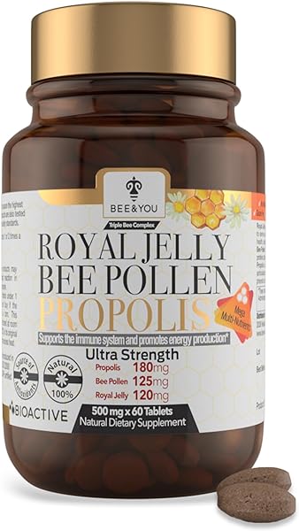 Bee and You Royal Jelly, Propolis Extract, Bee Pollen, 60ct, 100% Natural Superfood, Ultra Pure, Immune Support Supplement, Antioxidants, Keto, Paleo, Gluten-Free in Pakistan in Pakistan