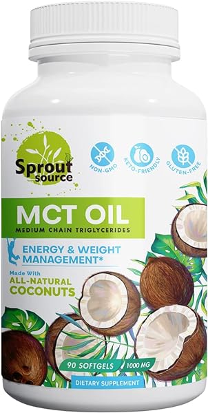 Keto MCT Oil Softgels 1000mg: 90-Day Supply, Premium C8 & C10 Blend for Sustained Energy and Weight Management, Made from Natural Coconut Oil, Non-GMO, Gluten-Free 90 softgels in Pakistan