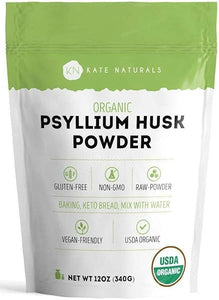 Kate Naturals Psyllium Husk Powder for Fiber Supplement and Baking Low Carb Bread (12 oz) USDA Organic Fiber Powder Unflavored, Gluten-Free, Non-GMO for Digestive System in Pakistan