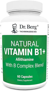 Dr. Berg Natural Vitamin B1 B6 B12 Complex - Allithiamine Vitamin B1 Supplement with 8 Essential Vitamin B Complex for Men & Women Including Thiamin, Niacin, Folate, Magnesium & More - 60 Capsules in Pakistan