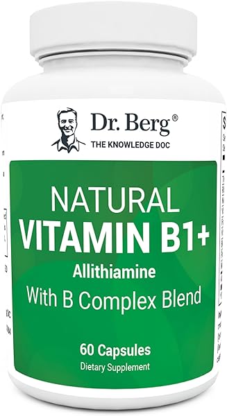 Dr. Berg Natural Vitamin B1 B6 B12 Complex - Allithiamine Vitamin B1 Supplement with 8 Essential Vitamin B Complex for Men & Women Including Thiamin, Niacin, Folate, Magnesium & More - 60 Capsules in Pakistan in Pakistan