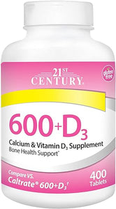 21st Century Calcium Plus D Supplement Tablet , 600 mg, 400 Count in Pakistan