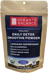 Ocean's Balance Detox Smoothie Powder w/Organic Blueberry Powder, Spirulina, Atlantic Dulse Seaweed & Barley Grass Juice Powder — Easily Digested Smoothie Powder for 14-Day Detox Cleanse (4 oz) in Pakistan