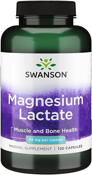 Swanson Magnesium Lactate - Mineral Supplement Promoting Muscle and Bone Health Support - Lactose-Free Lactate Mineral Form for Gentle Absorption - (120 Capsules, 84mg Each) in Pakistan