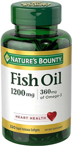 Nature's Bounty Fish Oil, Dietary Supplement, Omega 3, Supports Heart Health, 1200mg, Rapid Release Softgels, 320 Ct in Pakistan