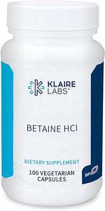 Klaire Labs Betaine HCl 648mg - Hypoallergenic Betaine Supplement to Support Digestion & Nutrient Absorption - Gluten-Free, Corn-Free (100 Capsules) in Pakistan