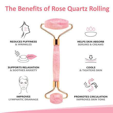 Rose Quartz Face Roller Gua Sha Jade Roller Skin Care Tools for Puffy Eyes, Face, Neck