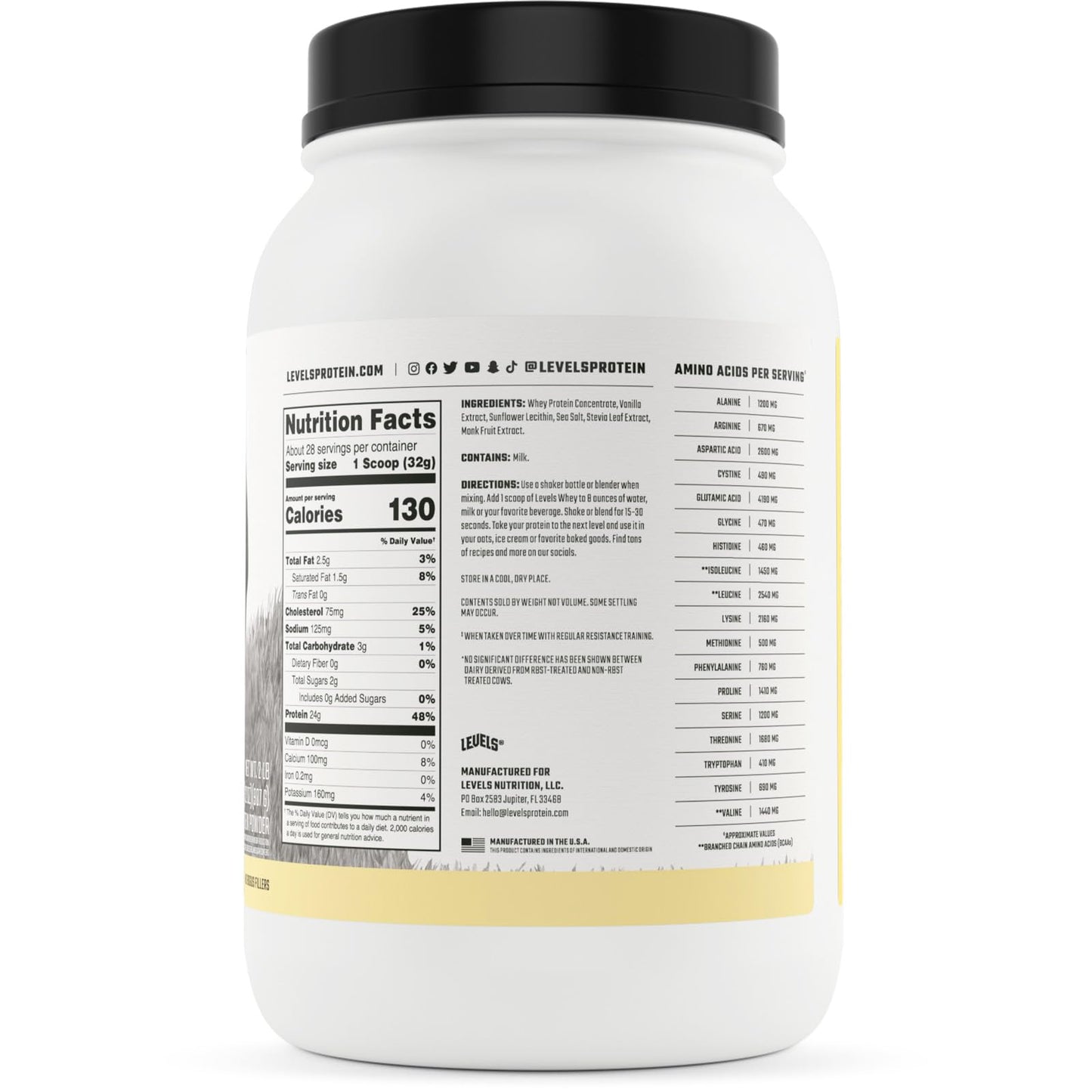 Levels Grass Fed 100% Whey Protein, No Hormones, Vanilla Bean, Supplement in Pakistan