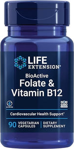Life Extension BioActive Folate & Vitamin B12 – For Heart, Brain & GI Tract Health – Promotes Nerve Cell Growth, Cognition & Metabolism - Gluten-Free, Non-GMO– 90 Vegetarian Capsules in Pakistan