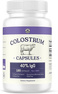 180ct Colostrum Capsules 40% IgG - USA Sourced Bovine Colostrum Powder Supplement for Immune Support, Gut Health, Muscle Recovery, and Overall Wellness - Single Ingredient, No Additives - 90 servings in Pakistan