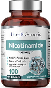B-3 Nicotinamide 500 mg 100 Vcaps - Nicotinic Amide Niacin Natural Flush-Free Vitamin Formula - Supports Skin Cell Health in Pakistan