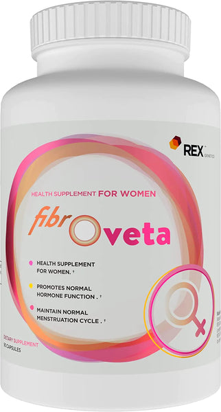 REX GENETICS fibrOveta - Women Fertility and Ovulation Health PER 3 Capsules 90 Counts | Hormone Balance | Fibroid Shrink Remedy | Maintain Ovarian and Uterus Health in Pakistan