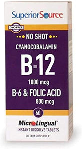 Superior Source B12/B6 /Folic Acid Multivitamin Tablet, 1000 mcg/2 mg/800 mcg, 60 Count in Pakistan