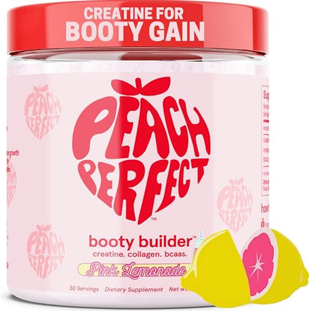 Peach Perfect Creatine for Women Booty Gain, Muscle Builder, Energy Boost, Pink Lemonade, Cognition Aid | Collagen, BCAA, lean muscle, Vegan Monohydrate Micronized Powder, Alt Creapure,30 Ser in Pakistan